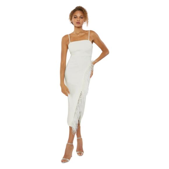Saylor White Ostrich Feather Trim Dress Size S Retails: $368* - Picture 8 of 8